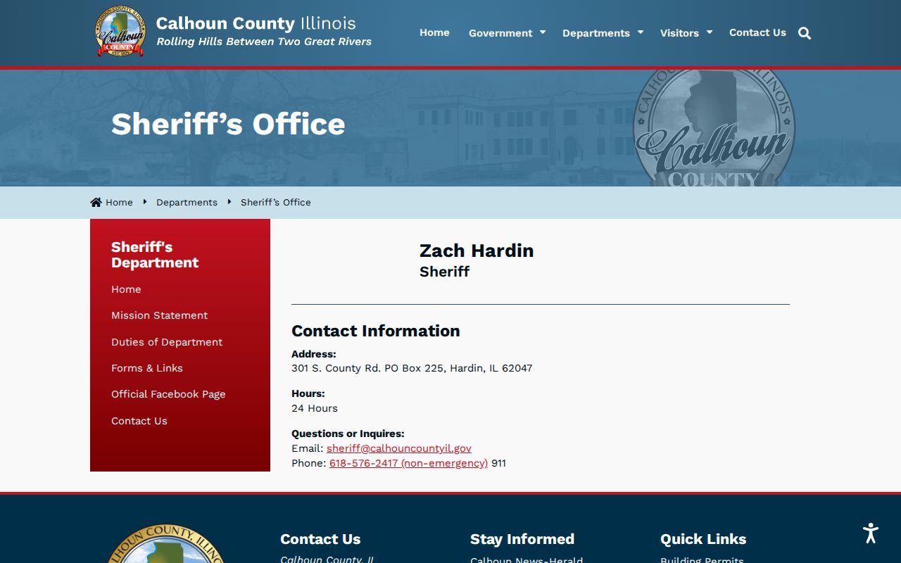 Calhoun County Jail release contact page