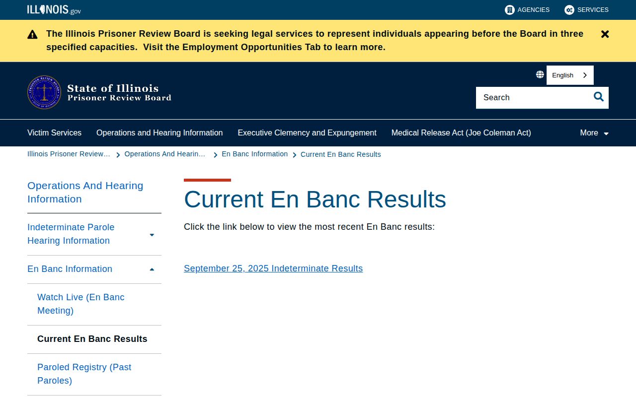 Illinois parole hearing decisions for Calhoun County release research