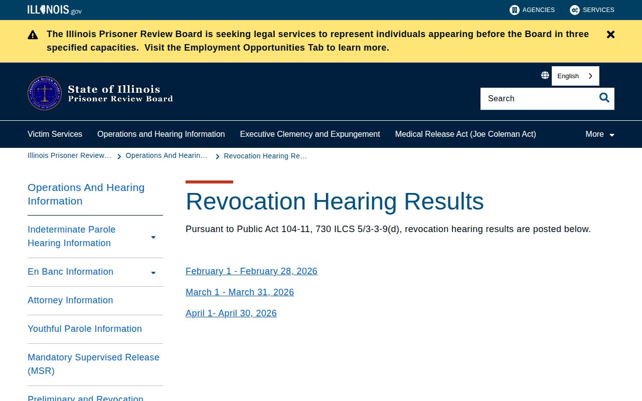 Illinois parole revocation release results connected to Calhoun County